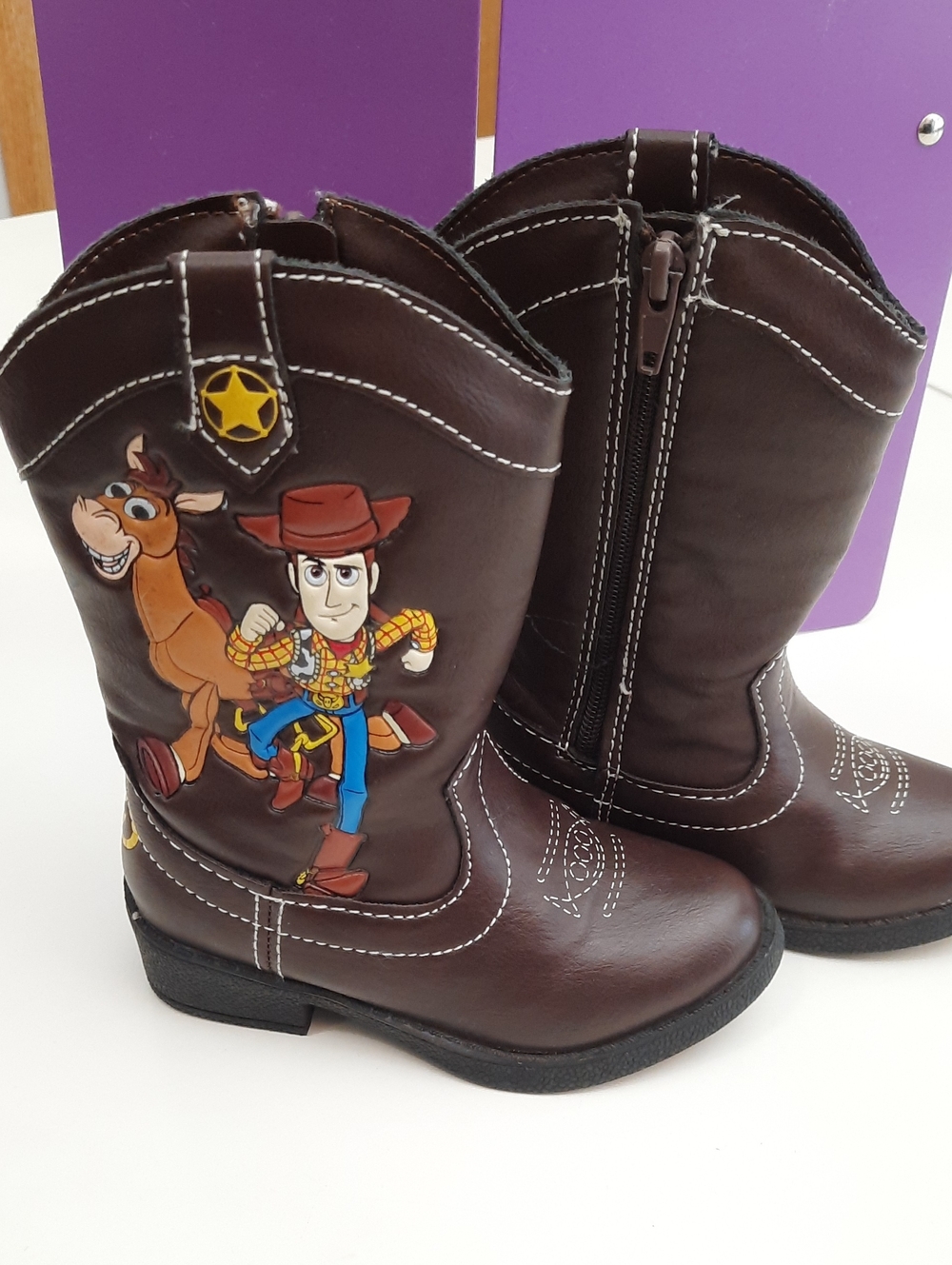 Toy Story Woody Kids Brown Cowboy Boots with Western Character - Size 6